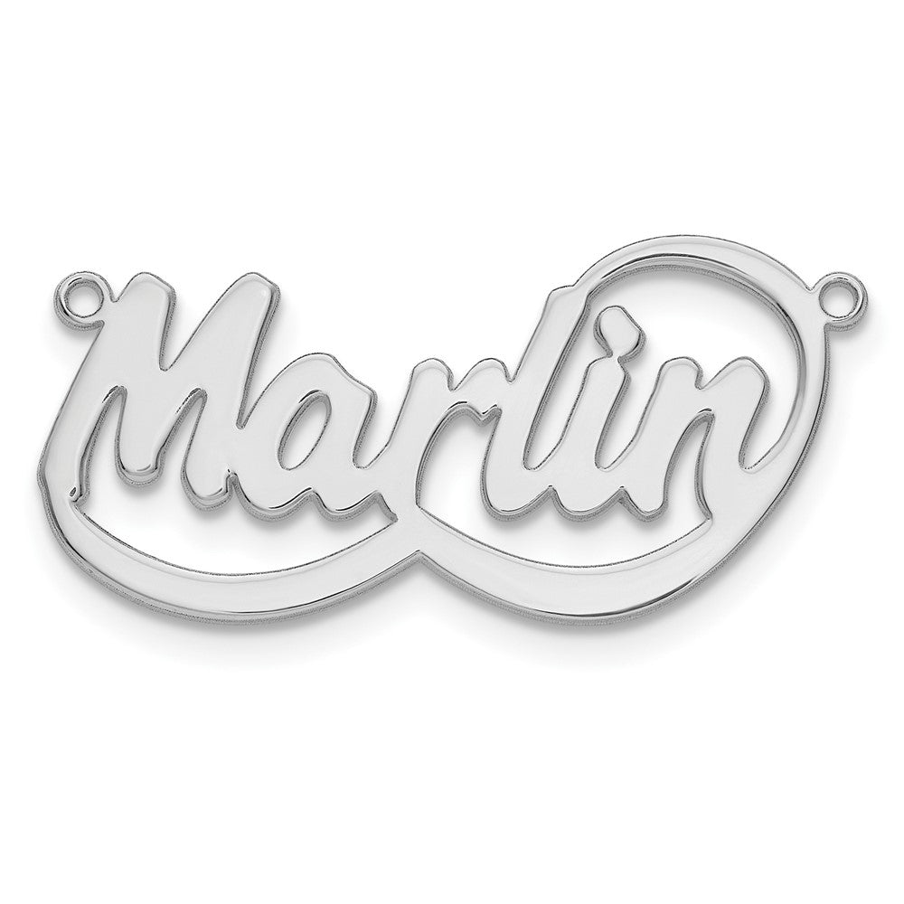 10k White Gold Swoop Name Plate - 2