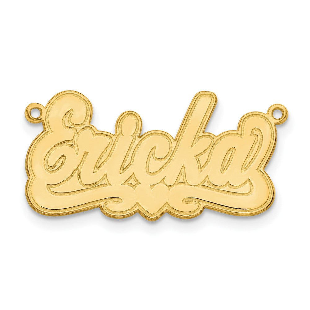Sterling Silver/Gold-plated Etched Heart Name Plate