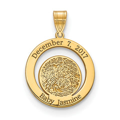 14k Yellow Gold Date and Fingerprint Pendant