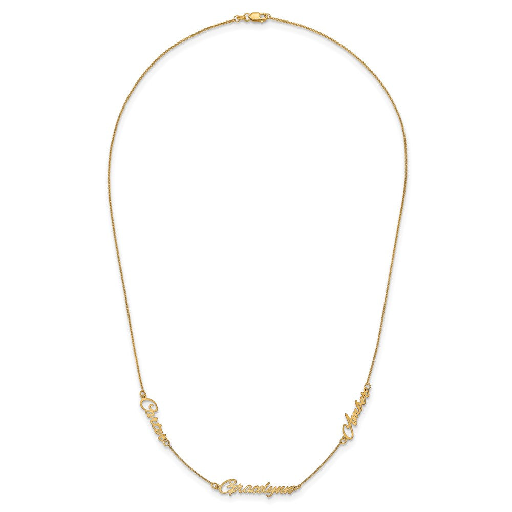 14k Yellow Gold Brushed 3 Name Necklace