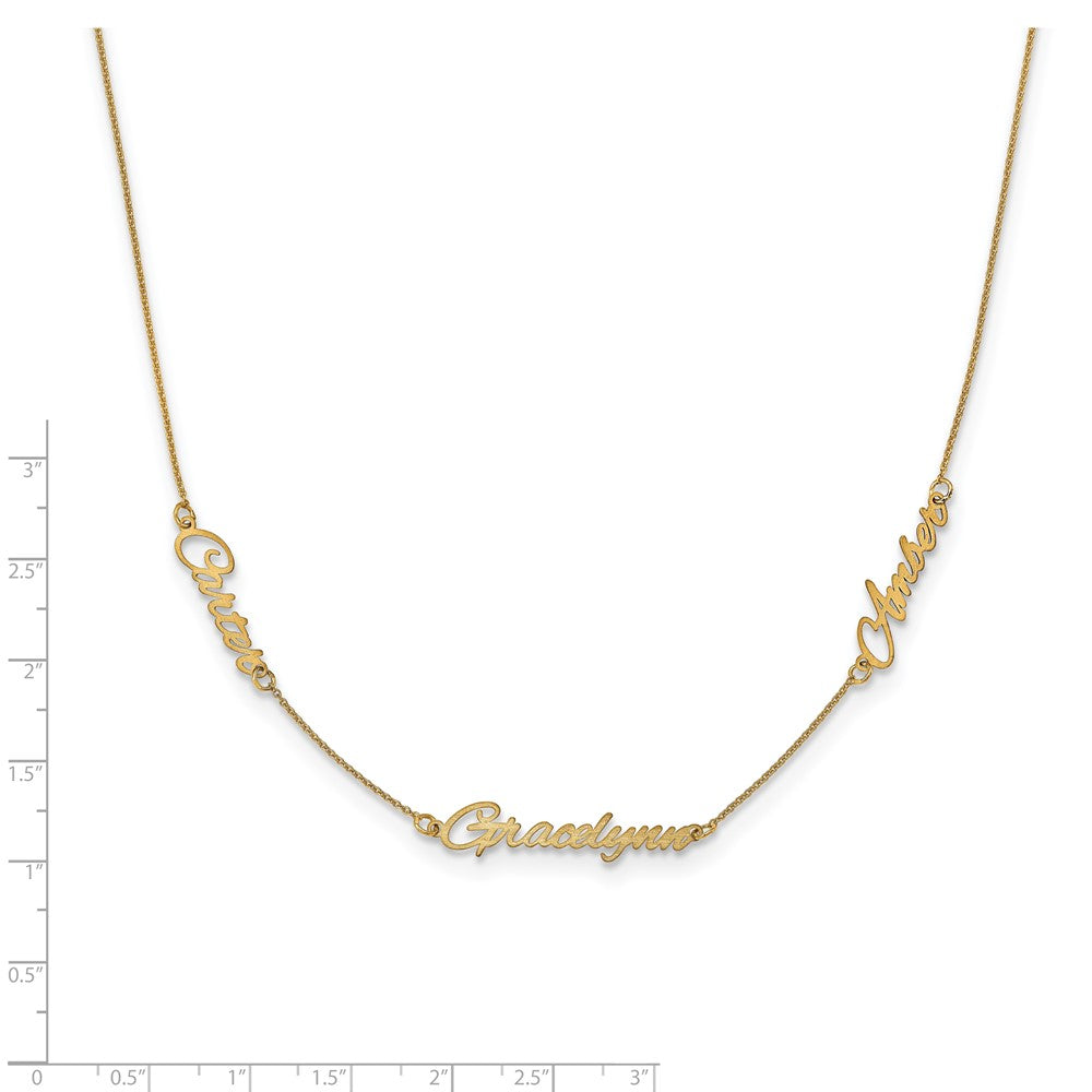 14k Yellow Gold Brushed 3 Name Necklace