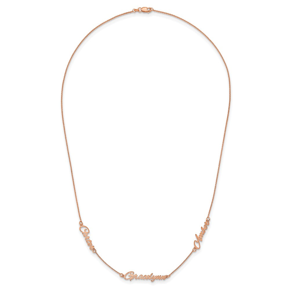 14k Rose Gold Brushed 3 Name Necklace