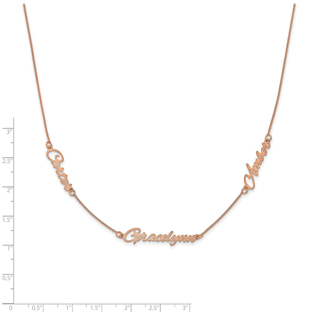 14k Rose Gold Brushed 3 Name Necklace