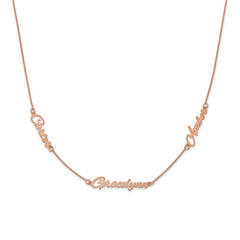 14k Rose Gold Brushed 3 Name Necklace