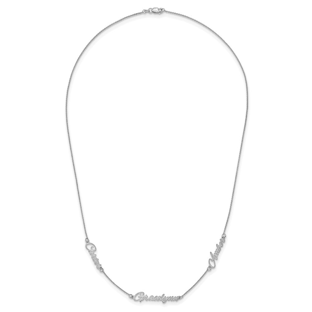 10k White Gold Brushed 3 Name Necklace