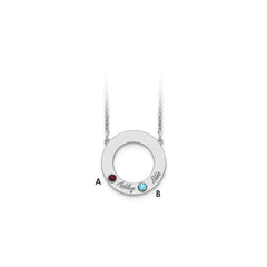 10KW 2 Name and Birthstone w/ 14k Bezel Cut Out Circle Necklace