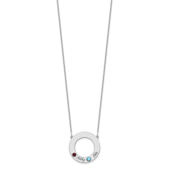 10KW 2 Name and Birthstone w/ 14k Bezel Cut Out Circle Necklace