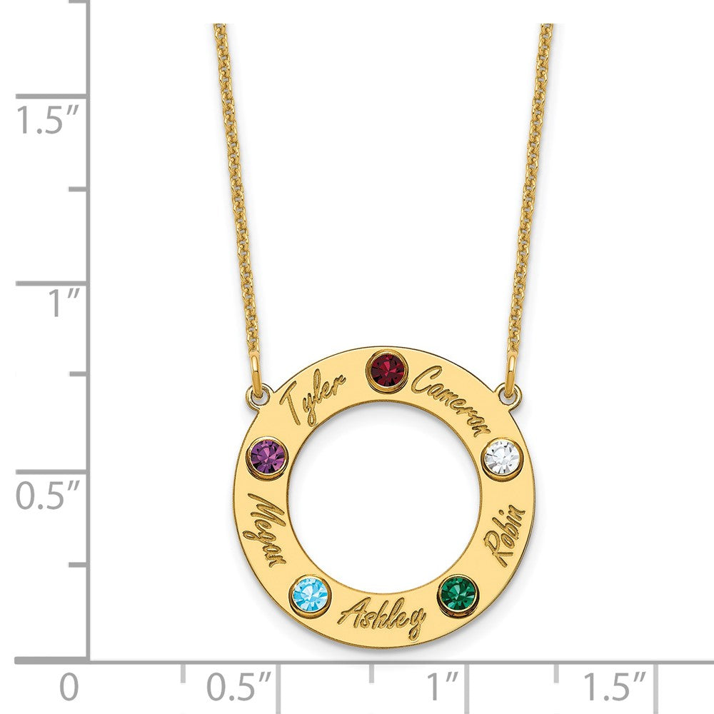 14KY 5 Name and Birthstone w/ 14k Bezel Cut Out Necklace