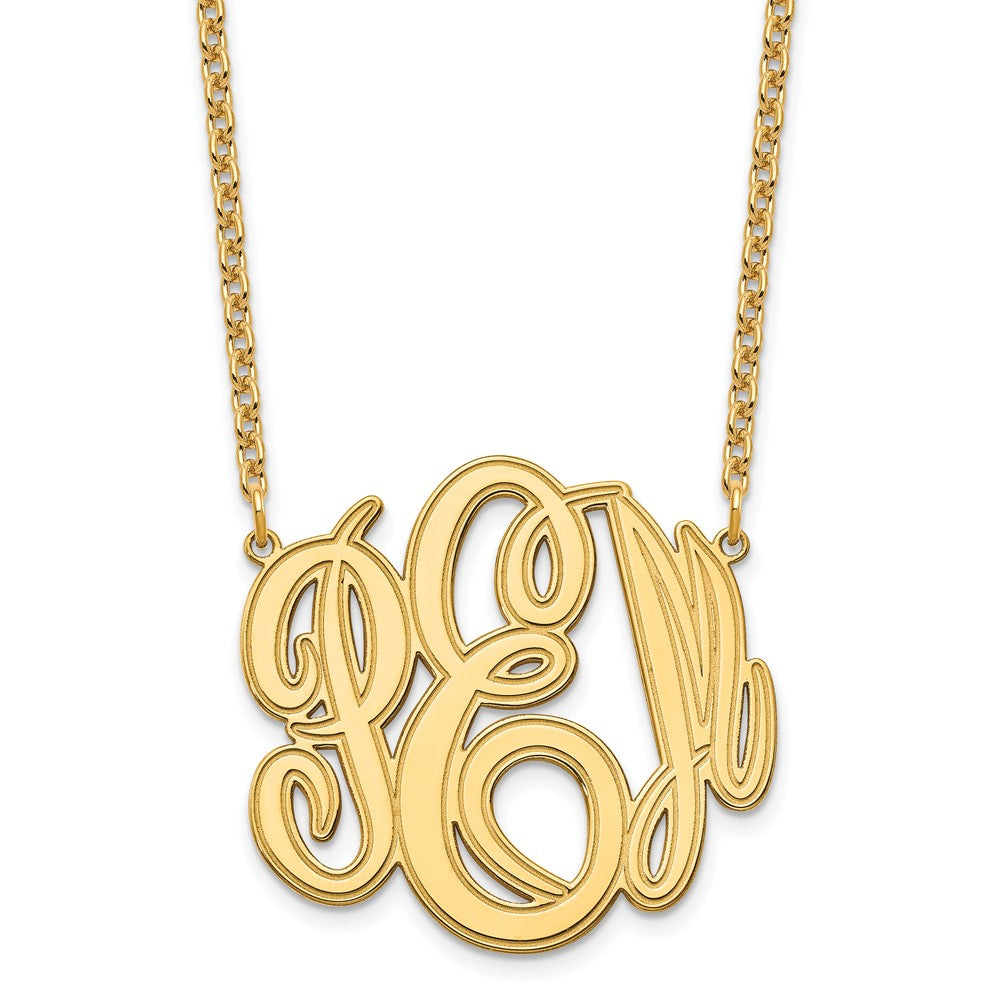 Sterling Silver/Gold-plated Etched Monogram Necklace - 3