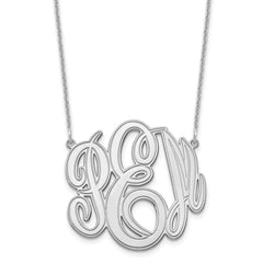 14k White Gold Etched Monogram Necklace - 3