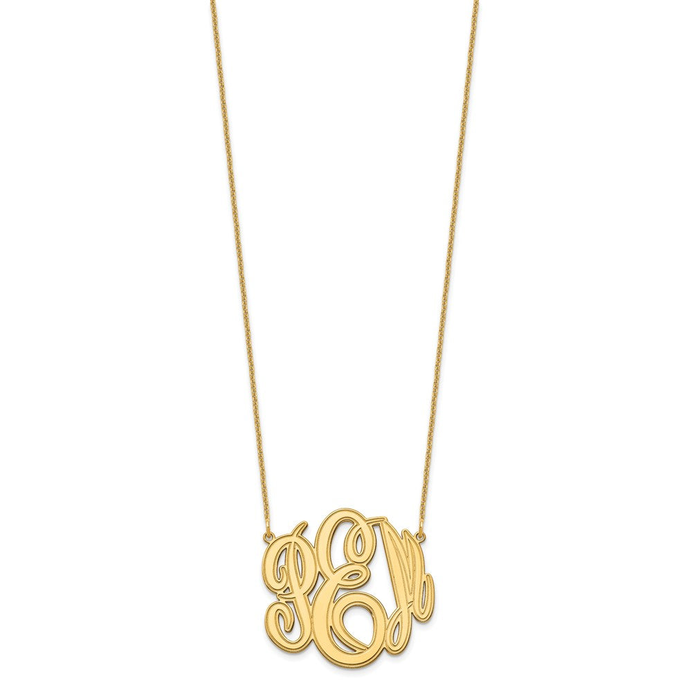 14k Yellow Gold Etched Monogram Necklace