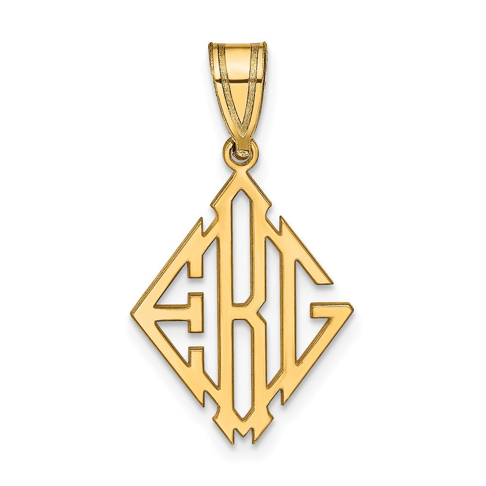 Sterling Silver/Gold-plated Diamond Shape Monogram Pendant