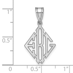 10k White Gold Diamond Shape Monogram Pendant