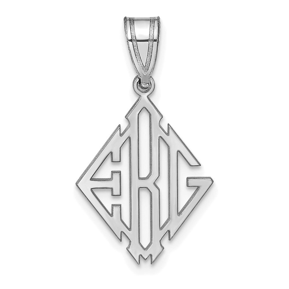 10k White Gold Diamond Shape Monogram Pendant