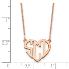 14k Rose Gold Heart Monogram Necklace