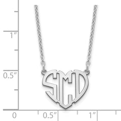 14k White Gold Heart Monogram Necklace