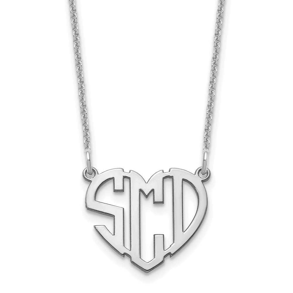 10k White Gold Heart Monogram Necklace