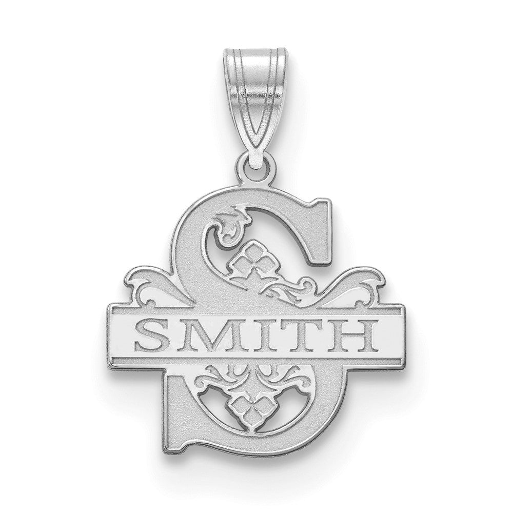 14k White Gold Initial and Family Name Pendant