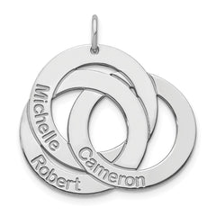 10k White Gold 3 Interlocking Circles with Names Charm