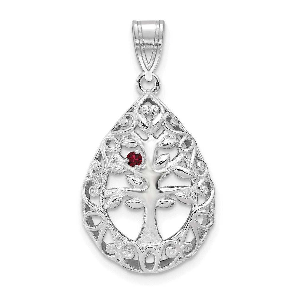 10KW 1 Birthstone Tree of Life Tear Drop Pendant