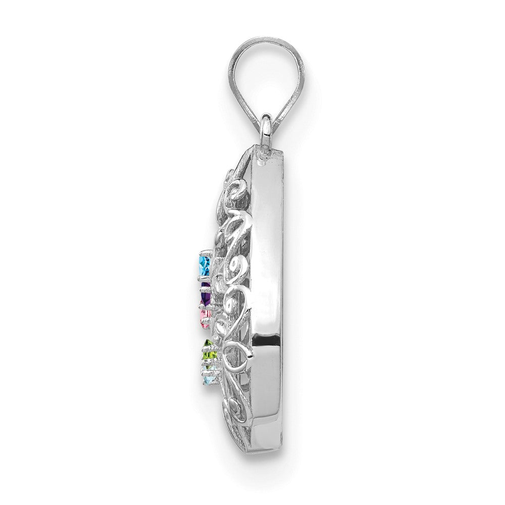 14KW 5 Birthstone Tree of Life Tear Drop Pendant