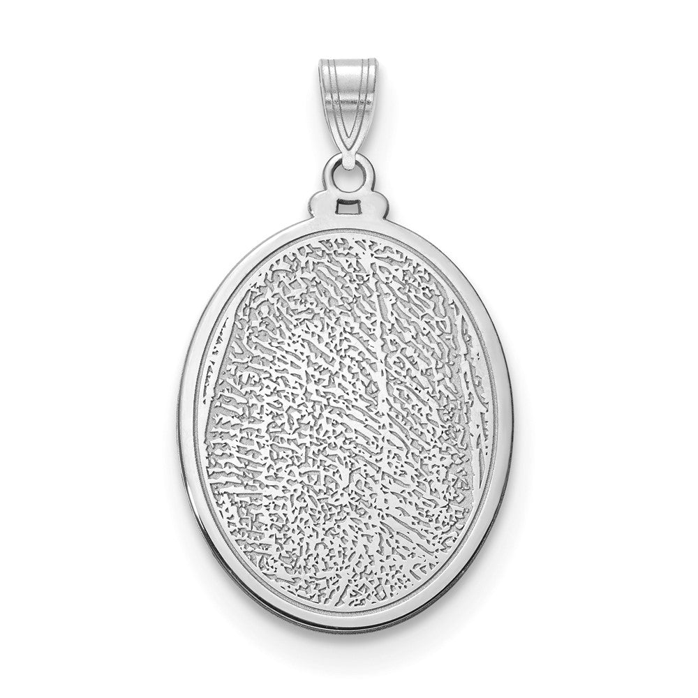 10k White Gold Oval Fingerprint Pendant