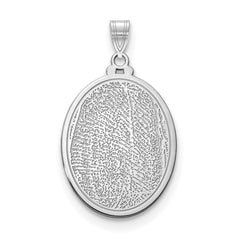 14k White Gold Oval Fingerprint Pendant