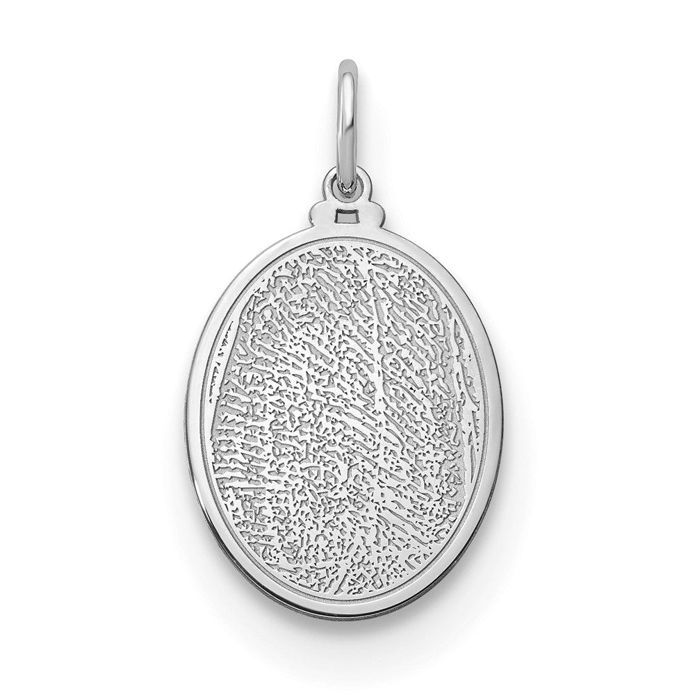 10k White Gold Small Oval Fingerprint Charm