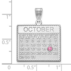 14K WG Calendar w/ 14k Rhod-plated Bezel Birthstone Pendant