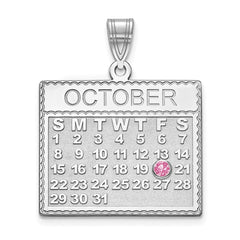 14K WG Calendar w/ 14k Rhod-plated Bezel Birthstone Pendant