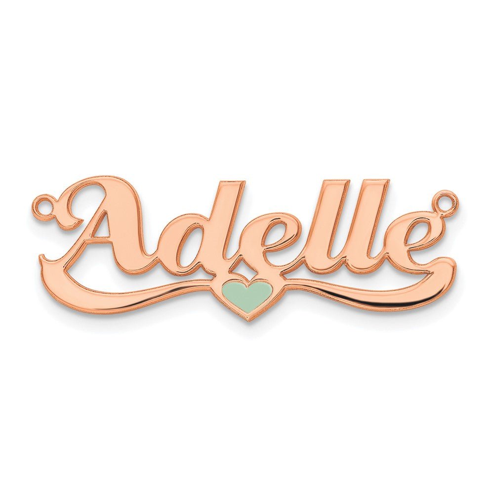 Sterling Silver/Rose-plated Epoxy Heart Name Plate