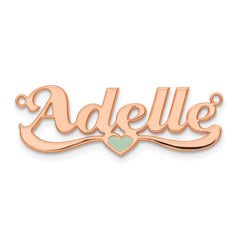 Sterling Silver/Rose-plated Epoxy Heart Name Plate