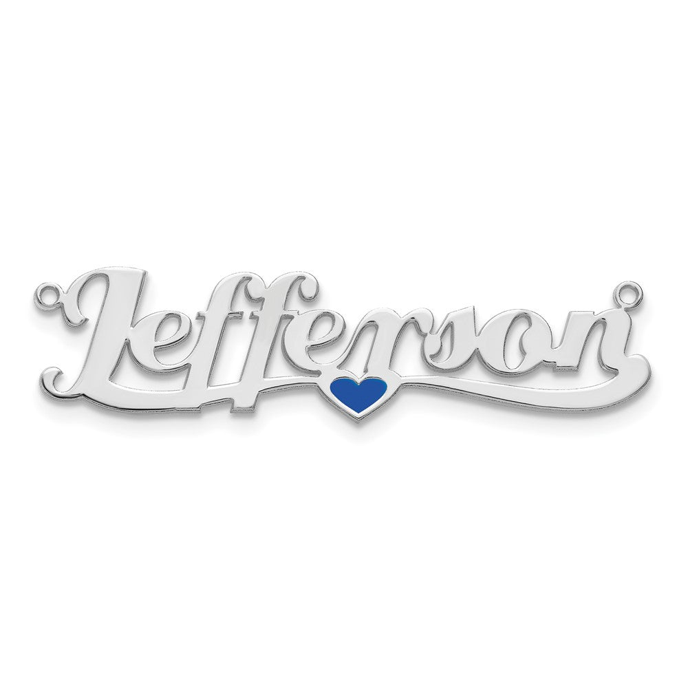 14k White Gold Epoxy Heart Name Plate