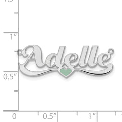 Sterling Silver/Rhodium-plated Epoxy Heart Name Plate