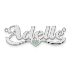 14k White Gold Epoxy Heart Name Plate