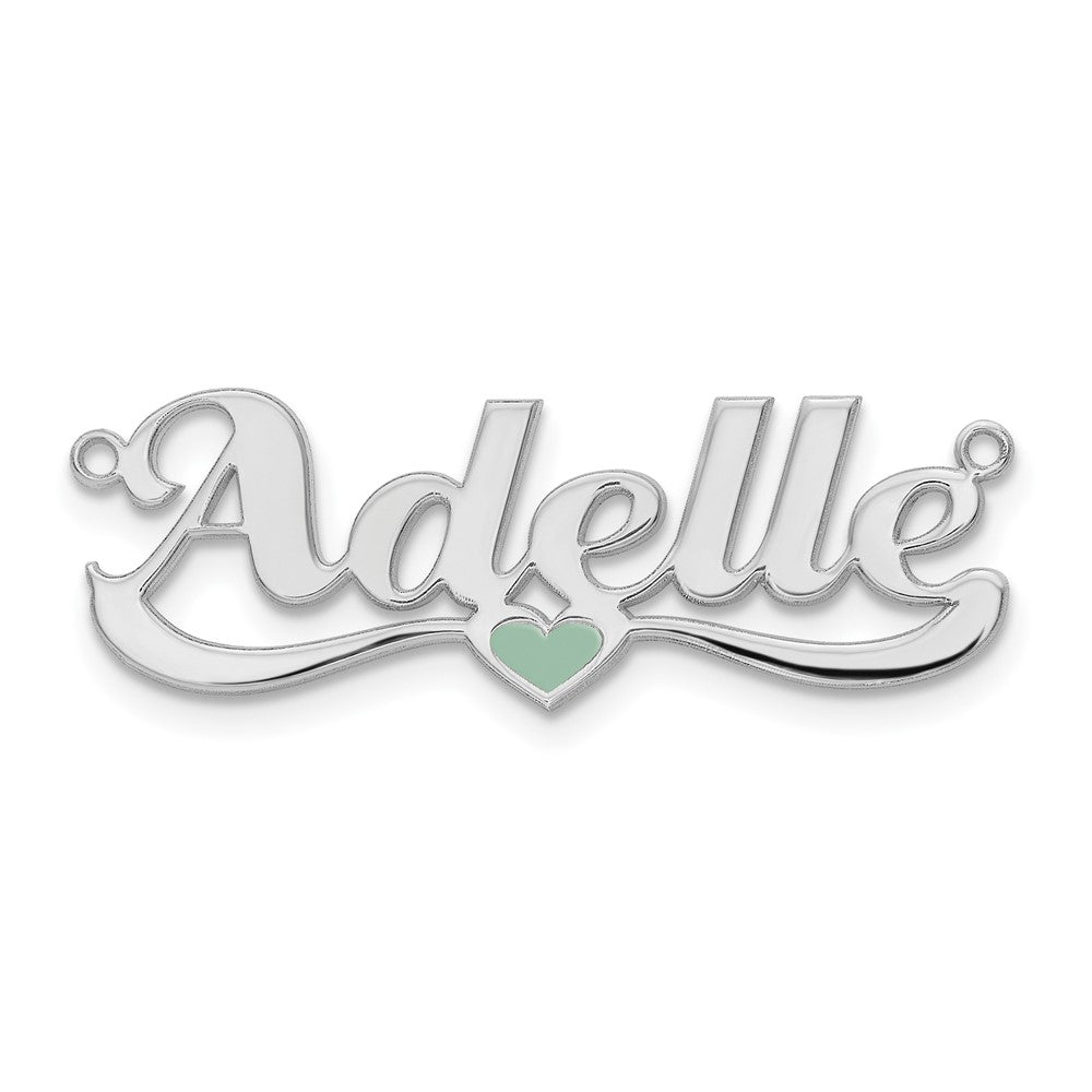 Sterling Silver/Rhodium-plated Epoxy Heart Name Plate