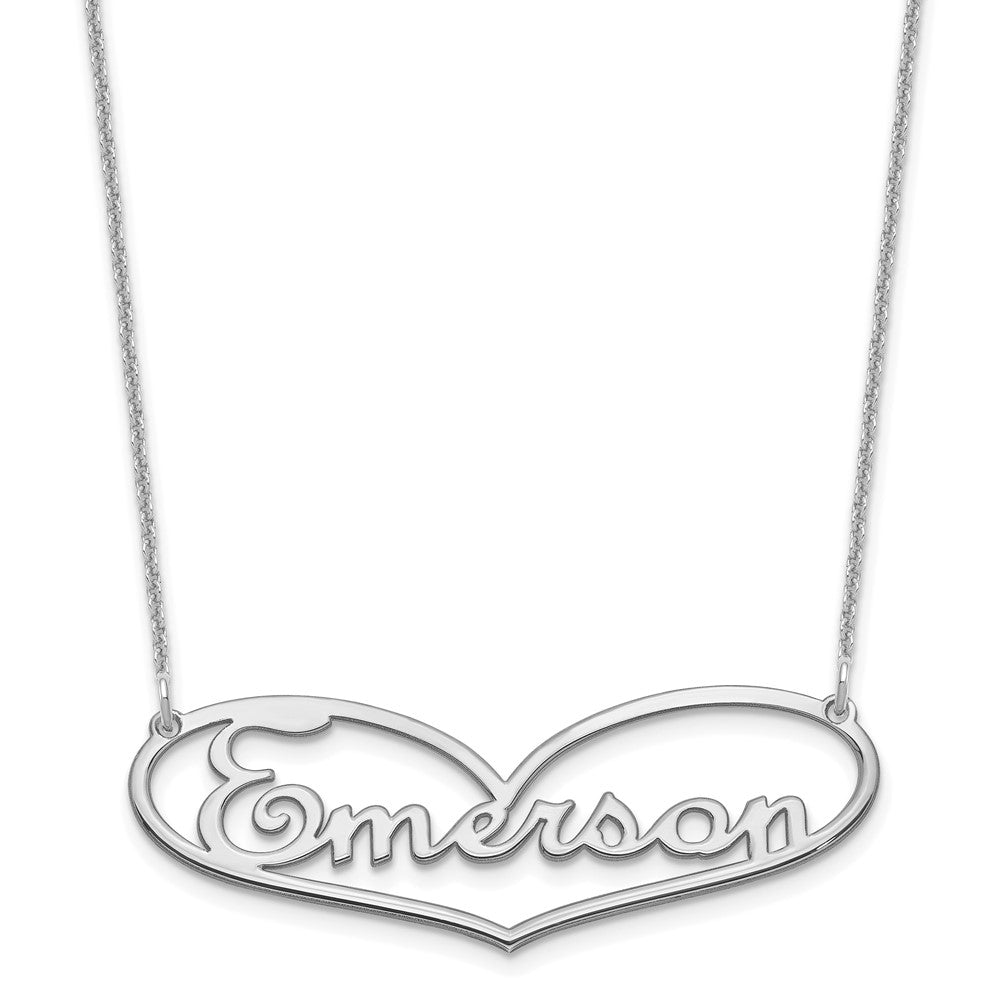 14k White Gold Heart and Name Necklace