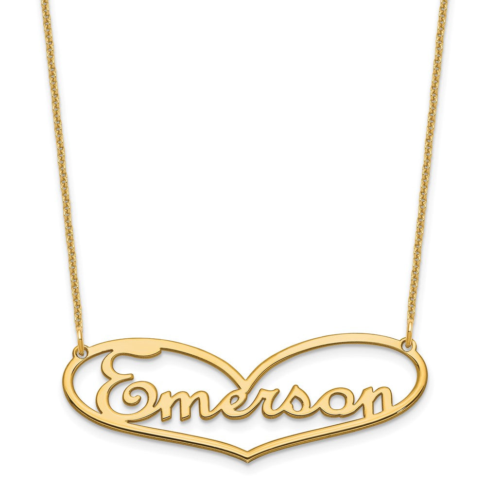 14k Yellow Gold Heart and Name Necklace