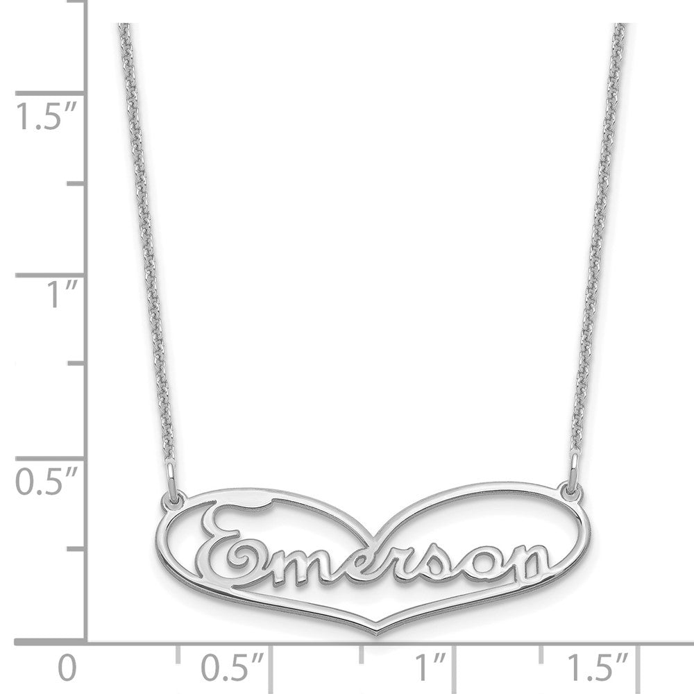 10k White Gold Small Heart and Name Necklace