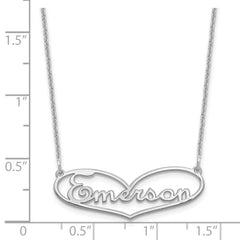 10k White Gold Small Heart and Name Necklace