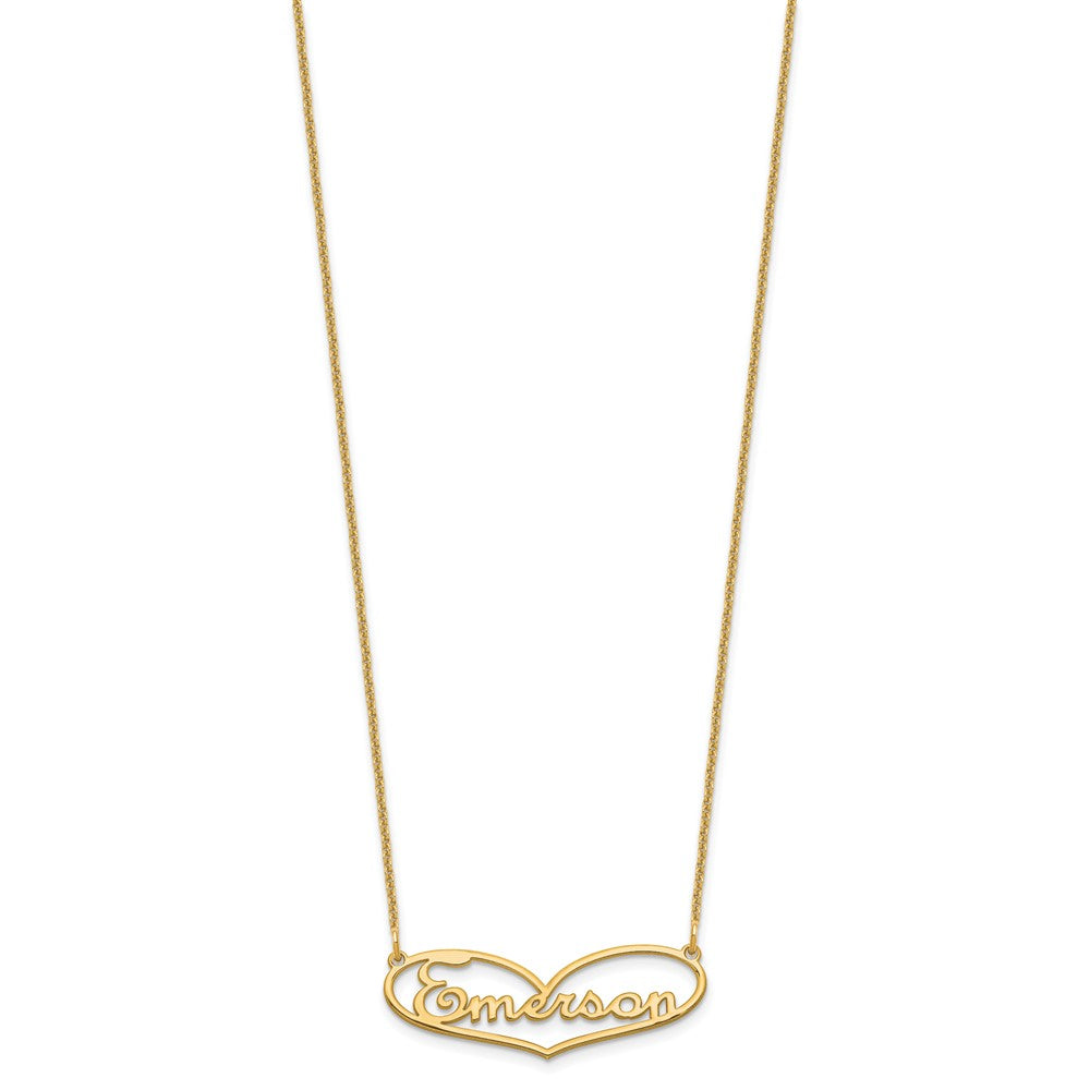 14k Yellow Gold Small Heart and Name Necklace