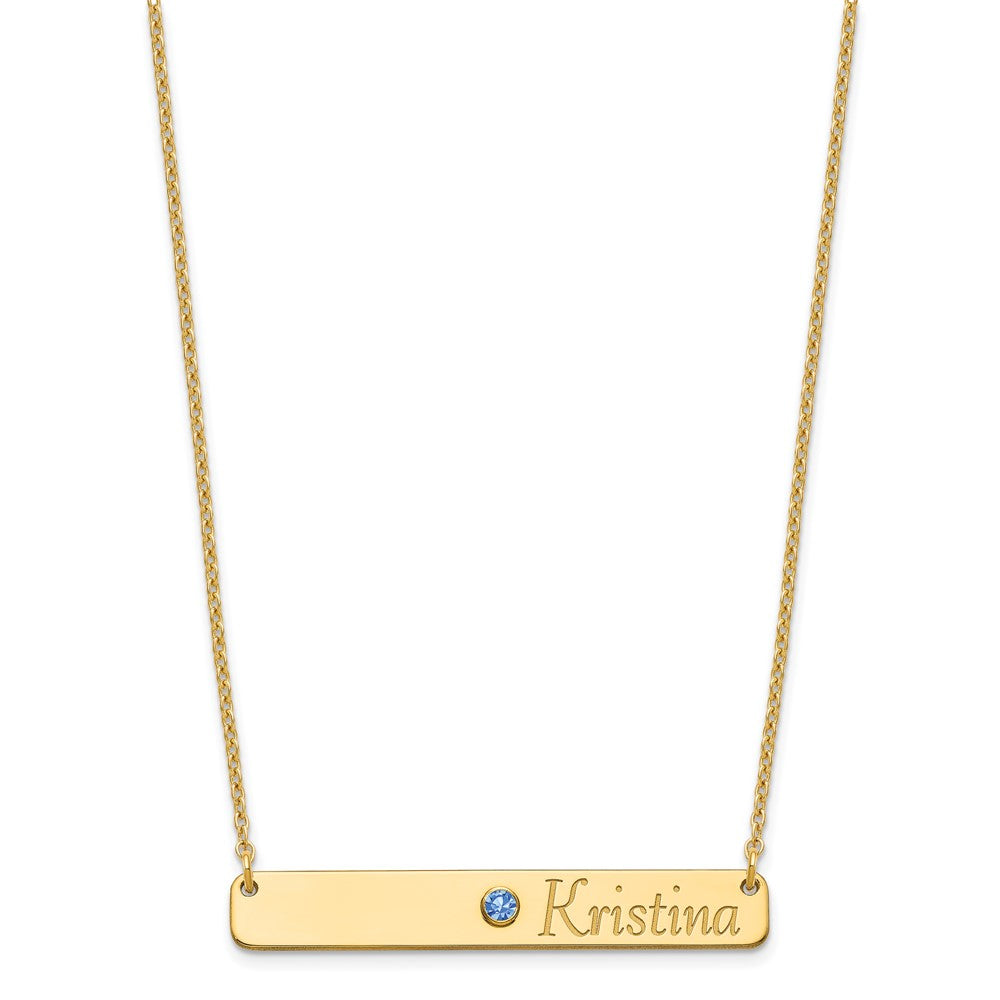 10k WG Personalized Bar w/ 14k Rhod-pltd Bezel BS Necklace