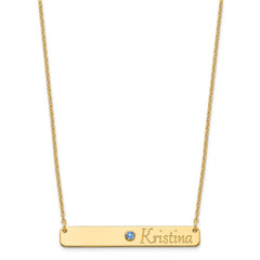 10k WG Personalized Bar w/ 14k Rhod-pltd Bezel BS Necklace