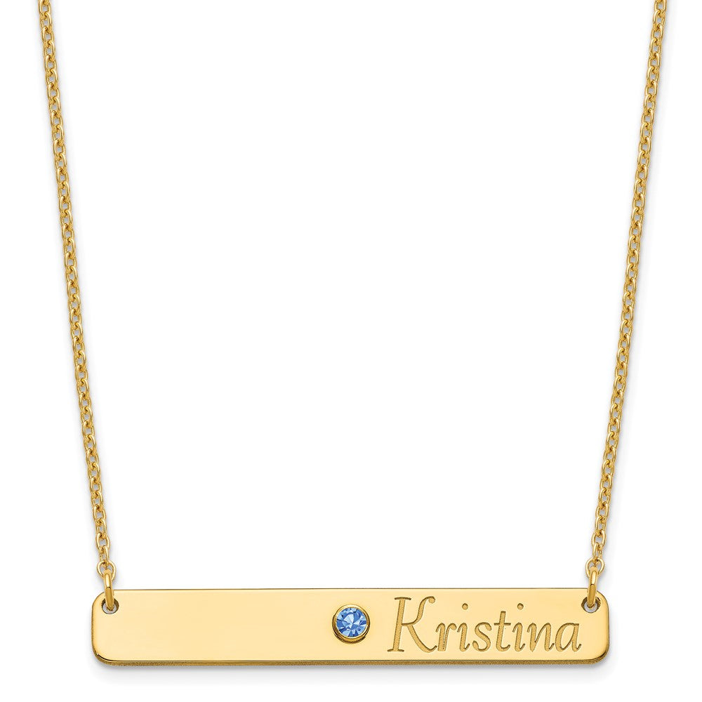 10k WG Personalized Bar w/ 14k Rhod-pltd Bezel BS Necklace - 2