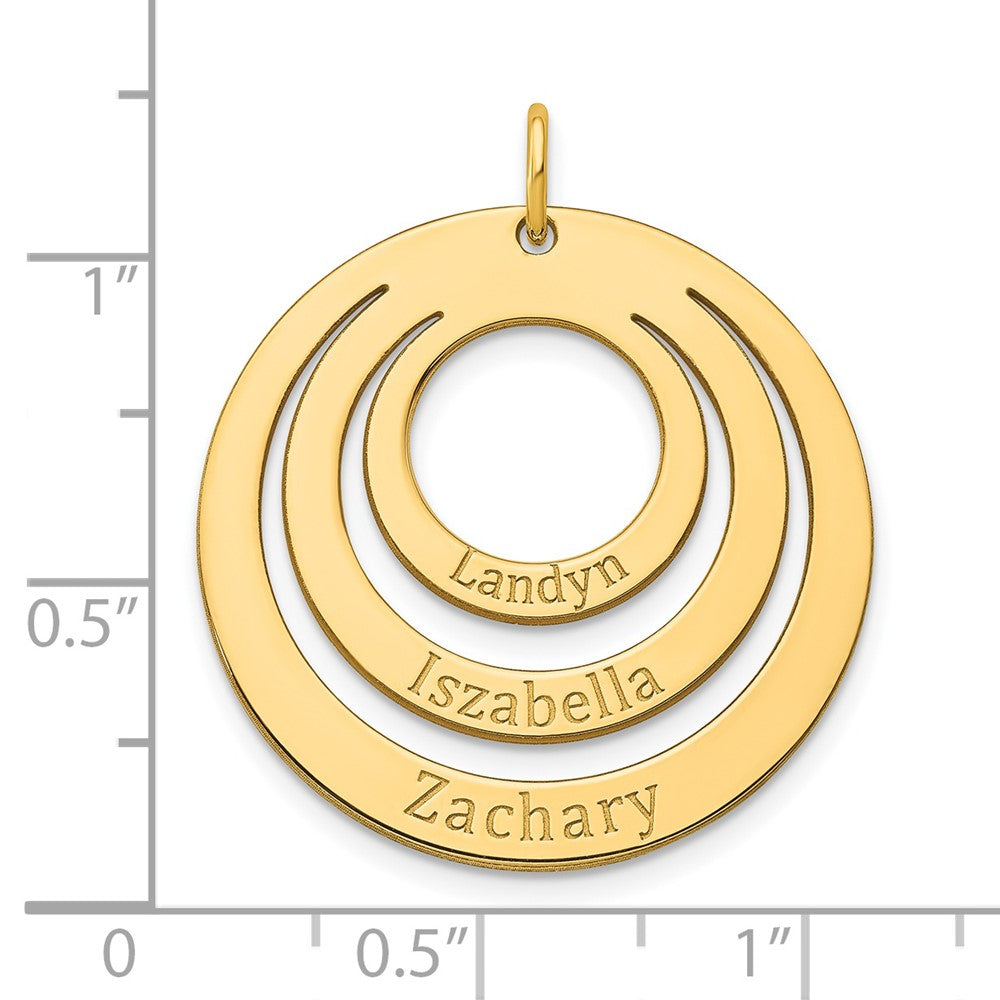 14k Yellow Gold 3 Name Circle Charm
