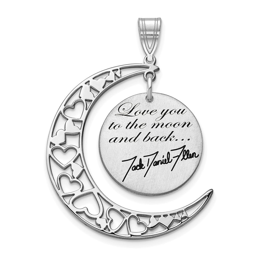 10k White Gold LOVE YOU TO THE MOON Signature Pendant