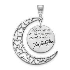 14k White Gold LOVE YOU TO THE MOON Signature Pendant