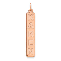 14k Rose Gold Large  Arial Black New Font  Bar Charm