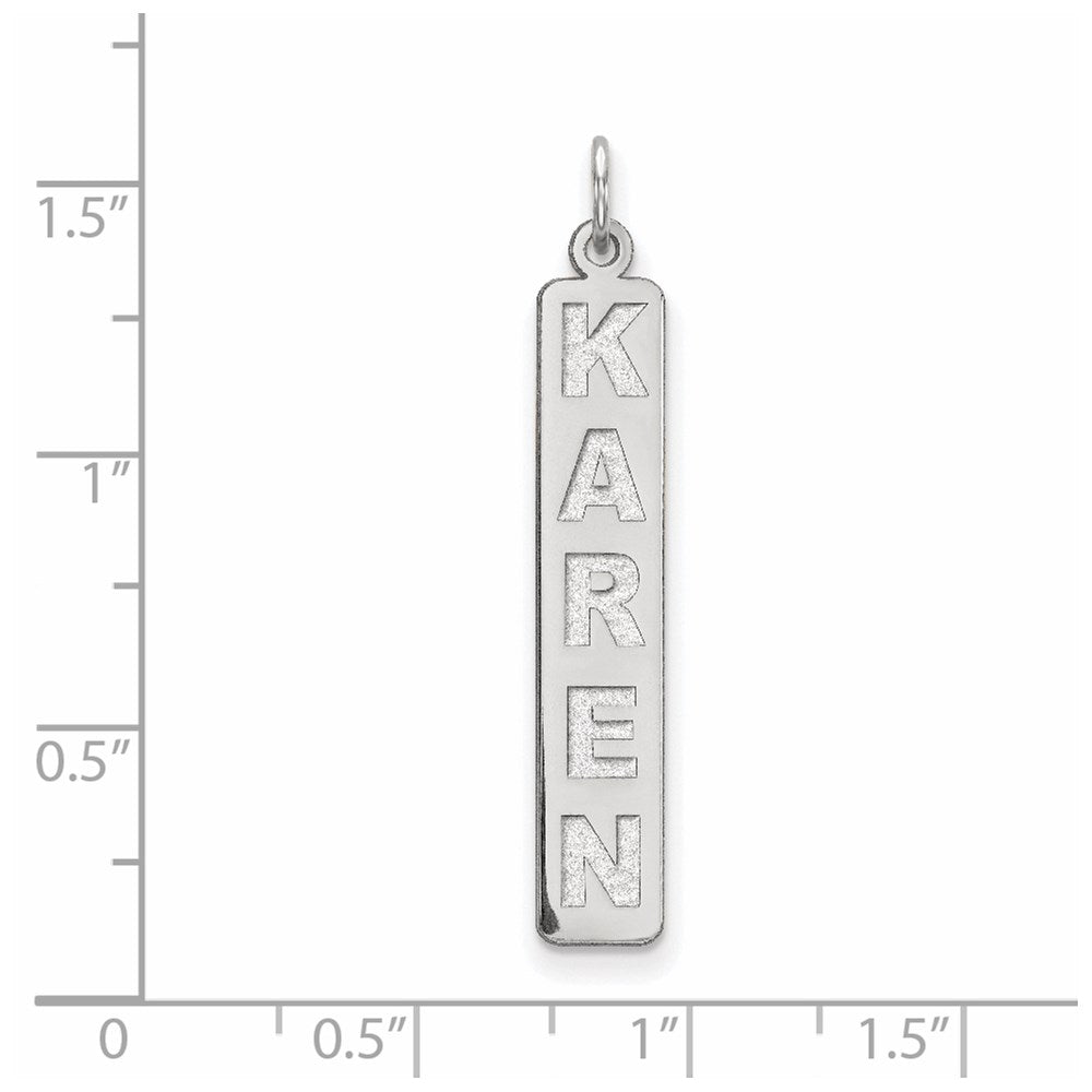 14k White Gold Large  Arial Black New Font Bar Charm