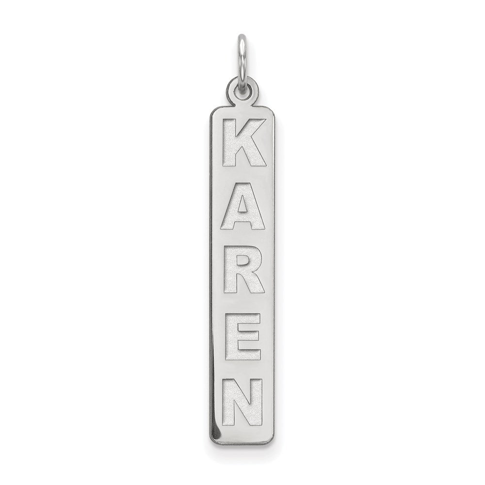 14k White Gold Large  Arial Black New Font Bar Charm